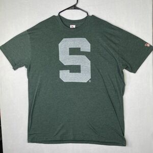 The Mitten State Men's XL Heathered Green Michigan State Univ "Block S" T Shirt